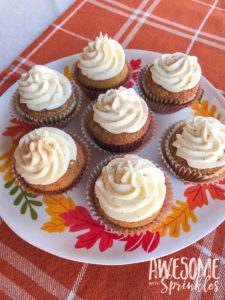 Pumpkin Spice Cupcakes with Cinnamon Cream Cheese Frosting | Awesome with Sprinkles