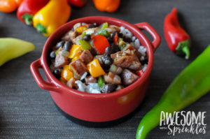 Hot Pepper Chicken Sausage Hash with Coconut Rice | Awesome with Sprinkles