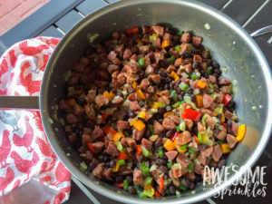 Hot Pepper Chicken Sausage Hash with Coconut Rice | Awesome with Sprinkles