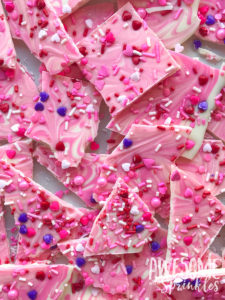 Strawberry Swirl White Chocolate Bark for GALentine's Day | Awesome with Sprinkles