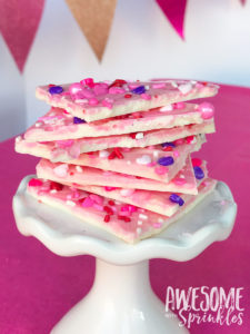 Strawberry Swirl White Chocolate Bark for GALentine's Day | Awesome with Sprinkles